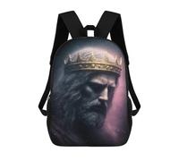 sinyumoney Golden Crown Portrait Backpack School Rucksack Casual Daypacks School Work Travel Bag for Men, Women & Teenage Boys 17inch