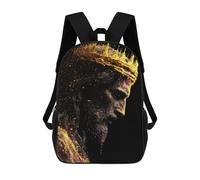 sinyumoney Golden Crown Profile Artwork Backpacks, Kids Backpack Student School Bag 3D Printed Travel Backpacks Fashion Accessory Backpack Children Waterproof School Bags 17inch