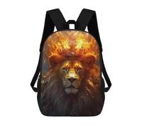sinyumoney Golden Crowned Lion Majesty School Bag 3D Printed Children's School Backpack Casual Fashion Travel Backpacks for Kids School Students 17inch