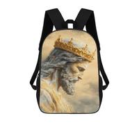 sinyumoney Golden Crowned Majesty Backpack for Boys Teen Students, Girls Rucksack Bags Toddler Elementary Middle School Bookbag 17inch