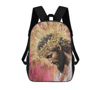 sinyumoney Golden Crowned Religious Icon Painting 3D Printed Kids 17inch Backpacks Boys Fashion Travel Backpacks School Bag for Boys Elementary And Middle School Students