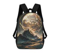 sinyumoney Golden Crystal Planet Backpack, Children's Backpack, Student School Bag Bookbag Rucksack, 3D Printed School Bag for Boys Girls 17inch