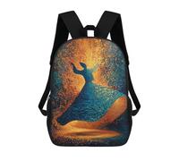 sinyumoney Golden Dance of Light 17inch School Bag 3D Printed Children's School Backpack Casual Fashion Travel Backpacks for Kids School Students