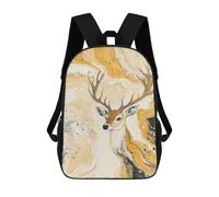 sinyumoney Golden Deer Abstract Art Print-1 3D Printed School Bag Children's School Backpack Schoolbags Travel Backpacks Casual Fashion Bag for Kids School Students 17inch