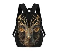 sinyumoney Golden Deer Head Artwork Backpack School Fashion Stationery Backpack Waterproof Casual Daypacks for Men, Women & Teenage Boys 17inch