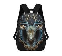 sinyumoney Golden Deer Portrait Backpack School Backpack Kids School Bag Large Capacity Kids Backpack for School Rucksack 3D Book Bag Gifts for Kids 17inch