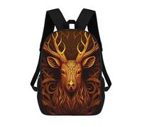 sinyumoney Golden Deer Portrait Children's Backpack, Schoolbag Large Capacity Students Bookbag Rucksack Knapsack for Boys Girls Adults Teen 17inch