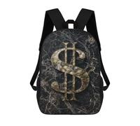 sinyumoney Golden Dollar Sign Marble Background Backpack School Bag High Secondary School Bags Casual Backpack for Teenage Girls Boys Women Men 17inch