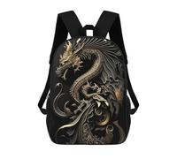 sinyumoney Golden Dragon Artwork-3 Backpacks 3D Printed Kids School Backpack School Bag Fashion Rucksacks for Boys Elementary And Middle School Students 17inch