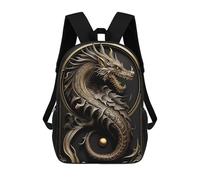 sinyumoney Golden Dragon Artwork Backpack School Water Resistant Computer Rucksack for Men/Women 17inch