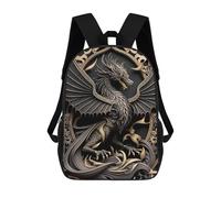 sinyumoney Golden Dragon Guardian School Bags Work Laptop Backpack Rucksack Bag- Perfect for Travel, Work And Daily Use 17inch