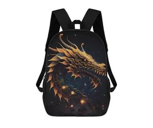 sinyumoney Golden Dragon Head Artwork Backpack School Bag Water Resistant School Bag Business Backpack for Boys/Girls/Teenagers 17inch