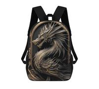 sinyumoney Golden Dragon Illustration-14 School Bag 3D Printed Backpacks Fashion Kids School Backpack Boys Rucksacks for Boys Middle School Students 17inch