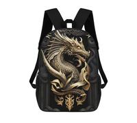 sinyumoney Golden Dragon Illustration-7 Kids Backpack,School Backpack Kids School Bag 3D Printed Cartoon Large Capacity Backpack for Kids Boys And Girls 17inch