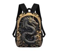 sinyumoney Golden Dragon Lord Art School Backpack Lightweight Airport College Students Back Pack for Girls Boys Teenage 17inch