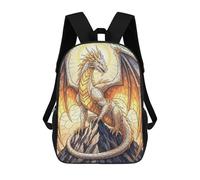 sinyumoney Golden Dragon on Mountain Peak Kids School Backpack School Bag 3D Printed School Bag for Boys Elementary And Middle School Students 17inch