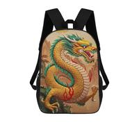 sinyumoney Golden Dragon Painting with Mountain Backdrop School Bags Lightweight Casual Daypack School Backpacks for School/Work/Travel 17inch