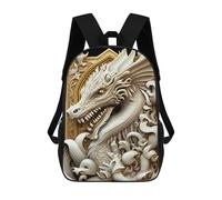 sinyumoney Golden Dragon Sculpture Kids Backpack, Kids School Bag 3D Printed School Backpacks for Boys And Teenager School Students 17inch