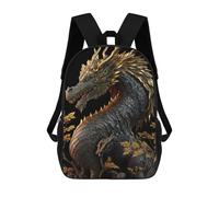 sinyumoney Golden Dragon Statue Fashion Student School Backpack Suitable for Boys Girls Kids Casual Outdoor Travel Essential Daypack 17inch