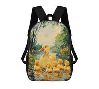 sinyumoney Golden Duck Family - Naïf Whimsical Pond Art Backpacks Kids Student Schoolbag 3D Printed Backpacks Elementary And Middle School Students Backpacks for Boys Girls 17inch