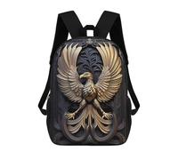 sinyumoney Golden Eagle Art Deco Kids School Backpack 17 Inch School Bag 3D Printed School Bag for Boys Elementary And Middle School Students