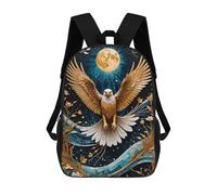 sinyumoney Golden Eagle Moon Kintsugi Backpacks Kids School Backpack School Bag 3D Printed School Bag for Boys Elementary And Middle School Students 17inch