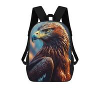 sinyumoney Golden Eagle Portrait Kids School Backpack 3D Printed Fashion School Bag Casual School Bag for Boys Elementary And Middle School Students 17inch