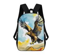 sinyumoney Golden Eagle Watercolor Kids School Backpack School Bag 3D Printed School Bag for Boys Elementary And Middle School Students 17inch