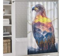 sinyumoney Golden Eagles Sunset Realm 100% Polyester Fabric Washable Decor Bath Curtains for Bathroom Wet Room 53.54x70.87Inch（136x180cm）