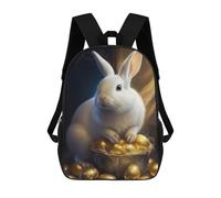 sinyumoney Golden Egg Basket with Bunny Backpack School Lightweight Airport College Students Back Pack for Men, Women & Teenage Boys 17inch