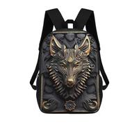 sinyumoney Golden Elegance Wolf Backpack School Bag Business Durable Laptop Bag for Boys/Girls/Teenagers 17inch