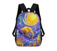 sinyumoney Golden Elephant Dreamscape Rucksacks 3D Printed Children Backpacks Fashion Casual Daypack Cute Travel Bags Outdoor Casual Daypack for Boy And Girl 17inch