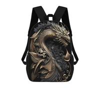 sinyumoney Golden Emperor Dragon Backpack School Business Laptop Rucksack Bag Unisex Casual Daypack for Girls Boys Teenage 17inch