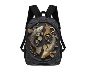 sinyumoney Golden Eternal Flow Fish School Backpack High Secondary School Bags Casual Backpack for Girl, Teen Girls 17inch
