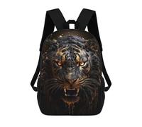 sinyumoney Golden Evil Tiger Children's Backpacks School Backpack 3D Printed for Kids Travel Rucksacks Book Bags Kids 17inch School Bag