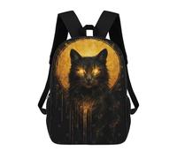 sinyumoney Golden-eyed Black Cat Portrait School Bags School Secondary High School College Backpack Travel for Campus Outdoor Travel Sports 17inch