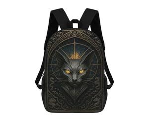 sinyumoney Golden Eyes Cat - Gothic Stained Glass Fantasy Poster Backpack School Daypacks Business Backpack Water Resistant Bookbag for Camping Outdoor Adventures And Daily Travel 17inch