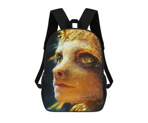 sinyumoney Golden Face with Green Eyes School Backpack Business Laptop Rucksack Bag Unisex Casual Daypack for Men, Women & Teenage Boys 17inch