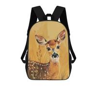 sinyumoney Golden Fawn Backpacks Kids School Backpack School Bag 3D Printed School Bag for Boys Elementary And Middle School Students 17inch