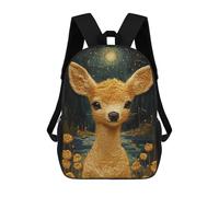 sinyumoney Golden Fawn Under Moonlight Kids School Backpack School Bag 3D Printed School Bag for Boys Elementary And Middle School Students 17inch