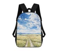 sinyumoney Golden Field Path Backpacks Kids School Backpack Fashion School Bag 3D Printed School Bag for Boys Elementary And Middle School Students 17inch