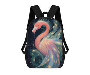 sinyumoney Golden Flamingo Art Animal 3D Printed 17 Inch School Backpack Casual Children's Backpacks 3D Printed for Boys Elementary And Middle