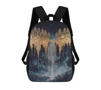 sinyumoney Golden Forest Waterfall Painting Backpack School Bag Rucksack Casual Daypacks School Work Travel Bag for Teenage Girls Boys Women Men 17inch
