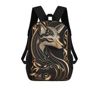 sinyumoney Golden Fox Art Deco Harmony Children's 17 Inch School Backpack 3D Printed Casual Daypacks for Kids Travel Rucksacks Book Bags Kids School Bag