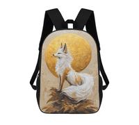 sinyumoney Golden Fox Painting Kids School Backpack School Bag 3D Printed School Bag for Boys Elementary And Middle School Students 17inch