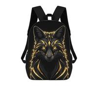 sinyumoney Golden Fox Portrait on Black Background Backpack School Bag Lightweight Casual Daypack School Backpacks for School/Work/Travel 17inch