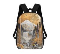 sinyumoney Golden Fuji Bamboo Falls Backpack School Large Water Resistant Laptop Backpack for School/Work/Travel 17inch