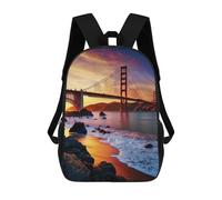 sinyumoney Golden Gate Bridge 3D Printed 17inch School Bag Children's School Backpack Travel Backpacks Casual Fashion Bag for Kids School Students
