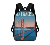 sinyumoney Golden Gate Bridge Backpacks Kids Student Schoolbag,3D Printed Backpacks,Elementary And Middle School Students Backpacks for Boys Girls 17inch