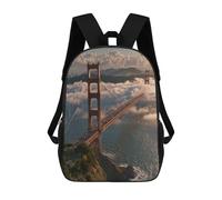 sinyumoney Golden Gate Bridge in Fog-4 3D Printed Children's School Backpack for Kids High Capacity Travel Rucksacks Book Bags Kids School Bag Back Pack 17inch
